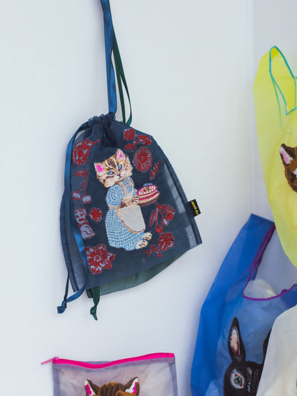 Nathalie Lete／Organdy Drawstring pouch（巾着刺繍ポーチ）