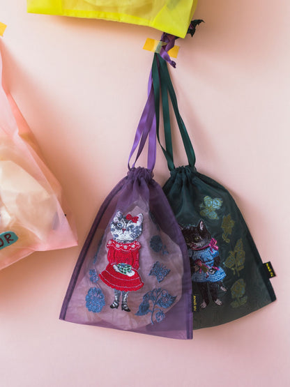 Nathalie Lete／Organdy Drawstring pouch（巾着刺繍ポーチ）