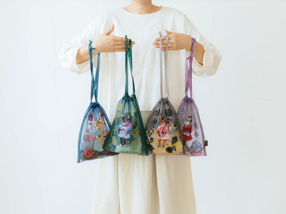 Nathalie Lete／Organdy Drawstring pouch（巾着刺繍ポーチ）