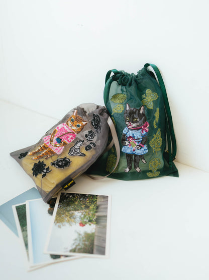 Nathalie Lete／Organdy Drawstring pouch（巾着刺繍ポーチ）