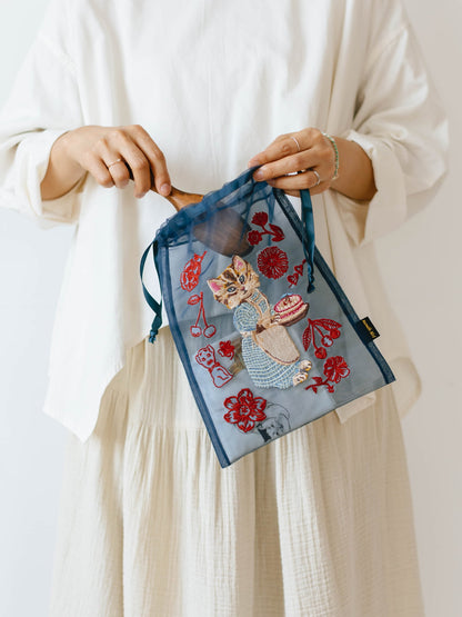 Nathalie Lete／Organdy Drawstring pouch（巾着刺繍ポーチ）