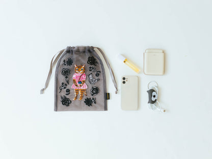 Nathalie Lete／Organdy Drawstring pouch（巾着刺繍ポーチ）