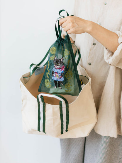 Nathalie Lete／Organdy Drawstring pouch（巾着刺繍ポーチ）