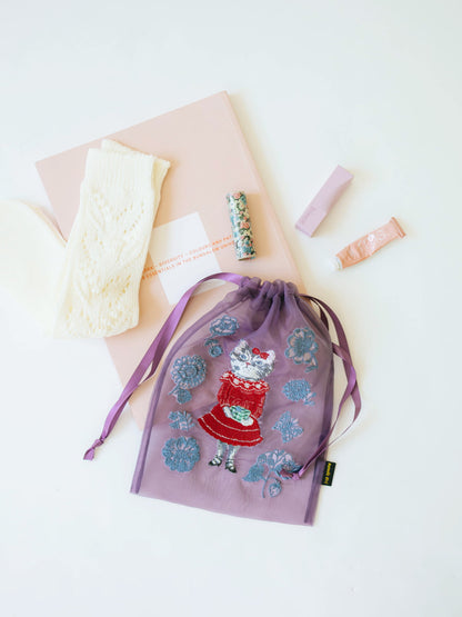 Nathalie Lete／Organdy Drawstring pouch（巾着刺繍ポーチ）