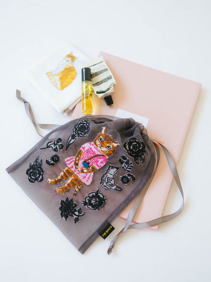 Nathalie Lete／Organdy Drawstring pouch（巾着刺繍ポーチ）