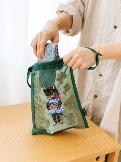 Nathalie Lete／Organdy Drawstring pouch（巾着刺繍ポーチ）