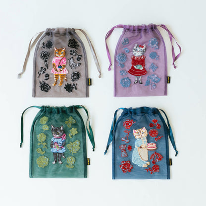 Nathalie Lete／Organdy Drawstring pouch（巾着刺繍ポーチ）