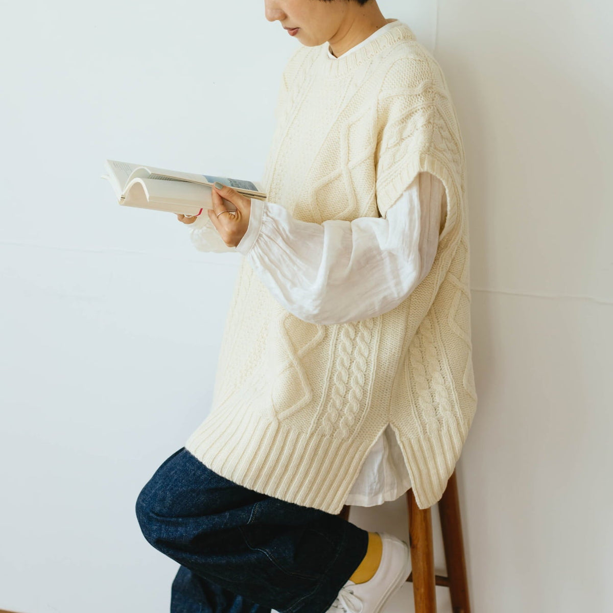ichi ケーブルノースリーブベスト